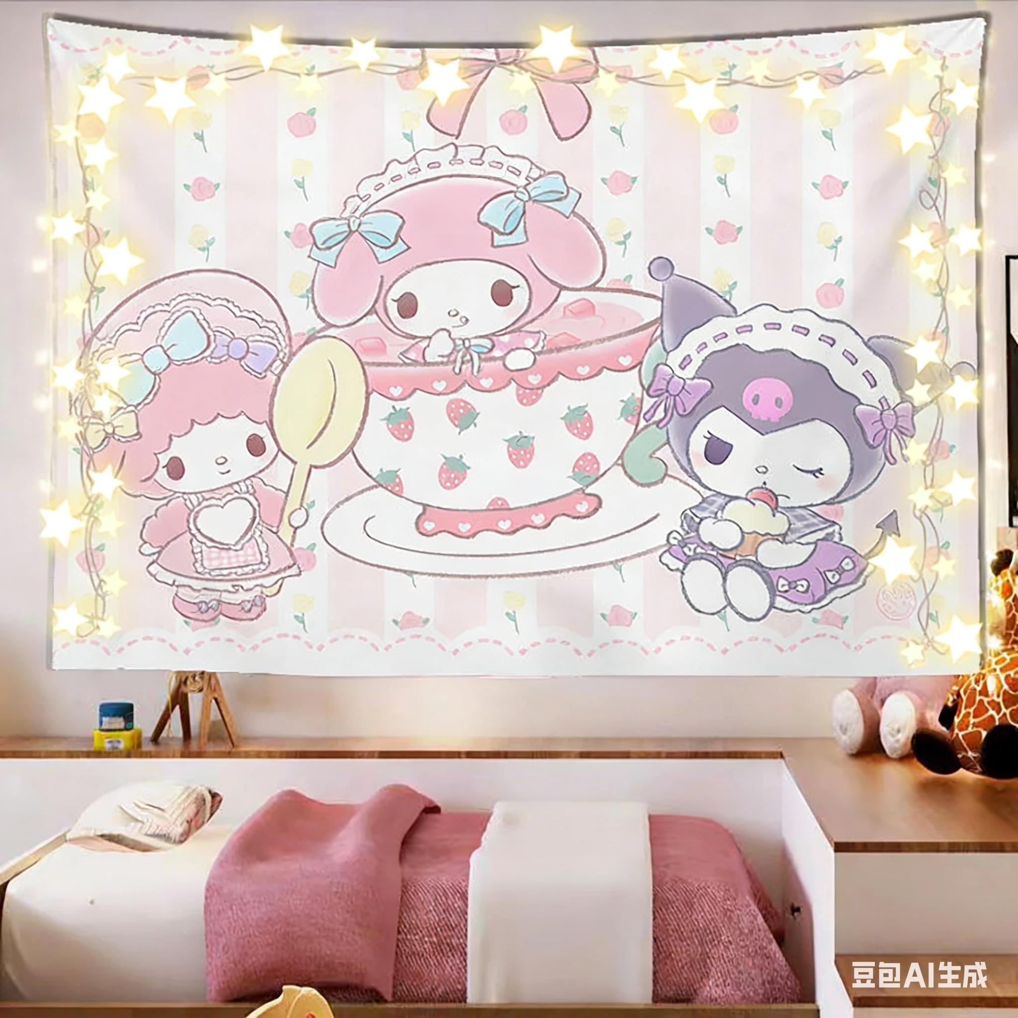 Kawaii Cartoon Characters Tapestry Kuromi My Melody Group Print Polyester Wall Hanging Sweet Pink Themed Home Decor for Bedr 74x94cm(29x37in)
Kawaii Cartoon Characters Tapestry Kuromi My Melody Group Print Polyester Wall Hanging Sweet Pink Themed Home Decor for Bedr 74x94cm(29x37in)