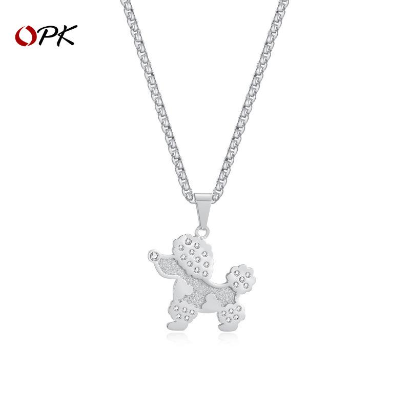 OPK Jewelry 3D Zircon Pet Dog Pendant Necklace in Stainless Steel: European & American Fashion.
OPK Jewelry 3D Zircon Pet Dog Pendant Necklace in Stainless Steel: European & American Fashion.