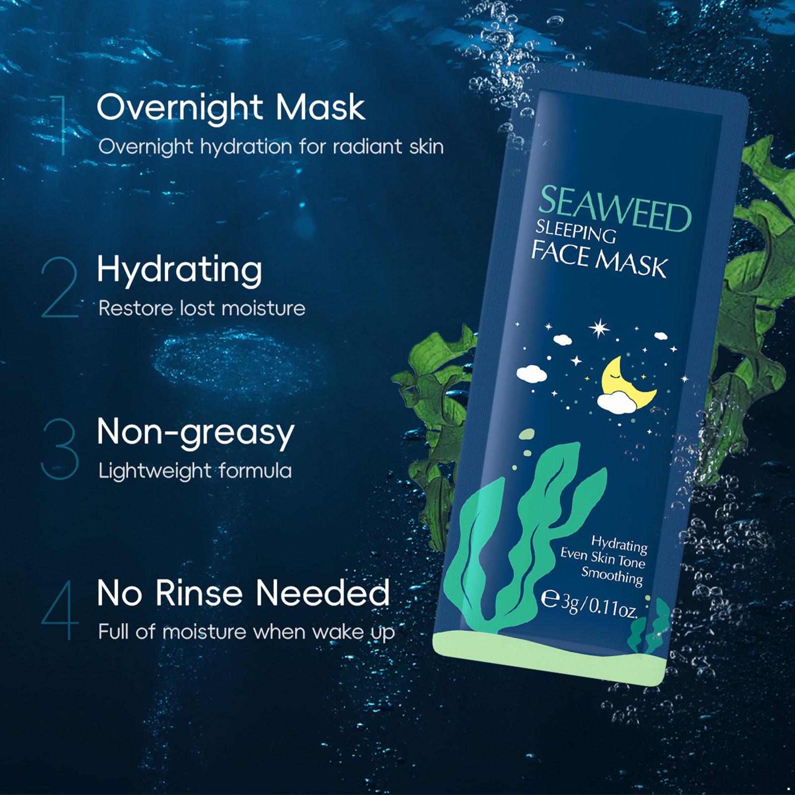 15Pcs Plant Based Seaweed Sleep Mask for Skin Hydration and Nourishment Natural Botanical Essence Facial Care Deep Moisturizing Overnight Mask One Size синій
15Pcs Plant Based Seaweed Sleep Mask for Skin Hydration and Nourishment Natural Botanical Essence Facial Care Deep Moisturizing Overnight Mask One Size синій