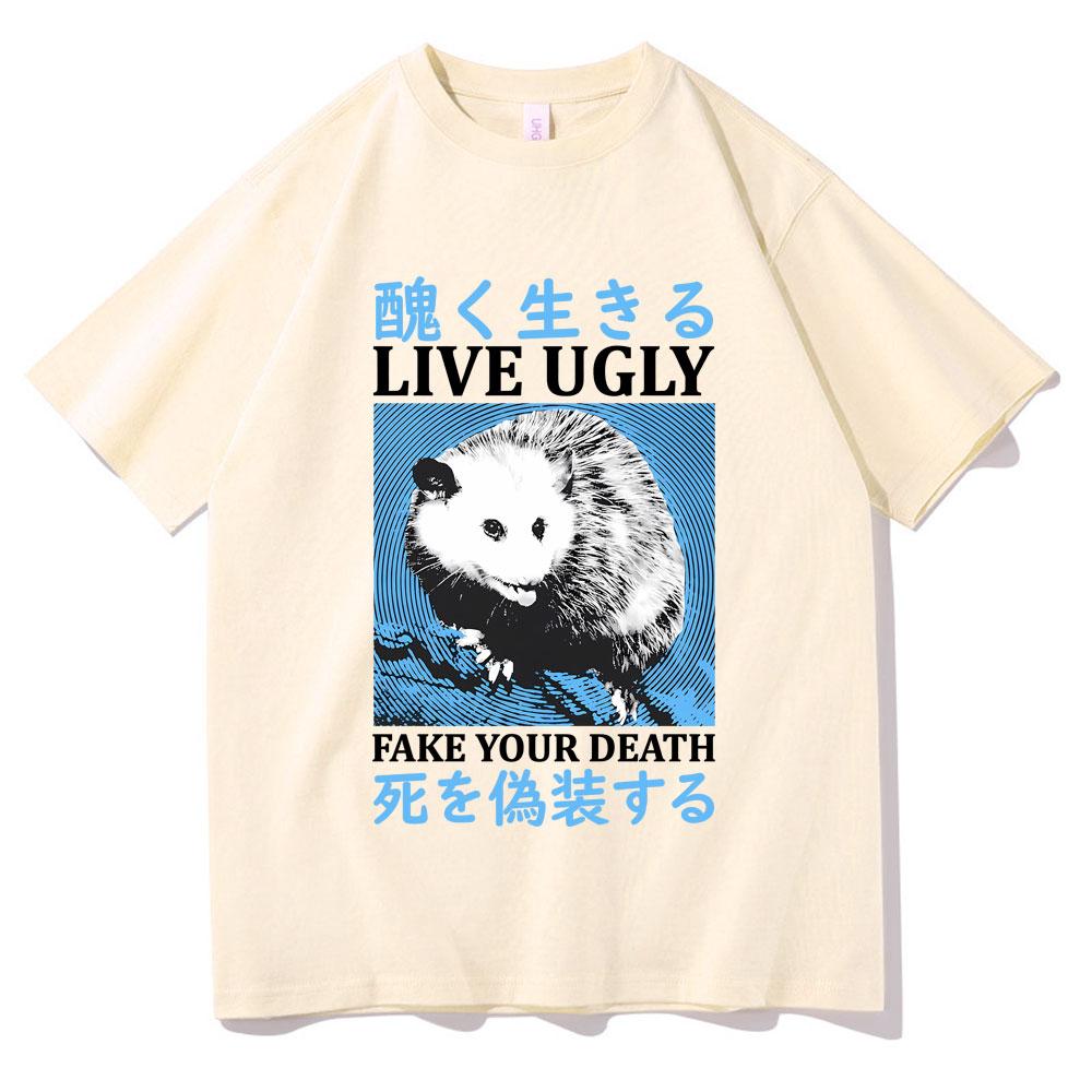 Live Ugly Fake Your Death Tshirt Unisex Womens Casual Oversized T Shirts Funny Meme Japanese Opossum Graphic Print Short Sleeve 4XL
Live Ugly Fake Your Death Tshirt Unisex Womens Casual Oversized T Shirts Funny Meme Japanese Opossum Graphic Print Short Sleeve 4XL