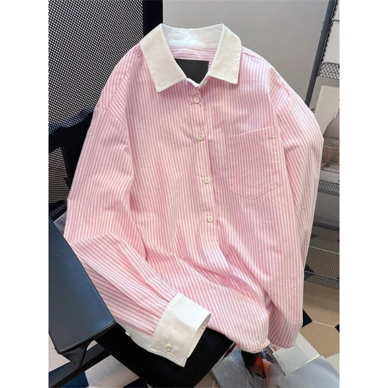 Summer Pink Women s Long Sleeve Shirts Contrast Stripe Design Blouse Thin Simple Casual Versatile Ladies Coat M
Summer Pink Women s Long Sleeve Shirts Contrast Stripe Design Blouse Thin Simple Casual Versatile Ladies Coat M