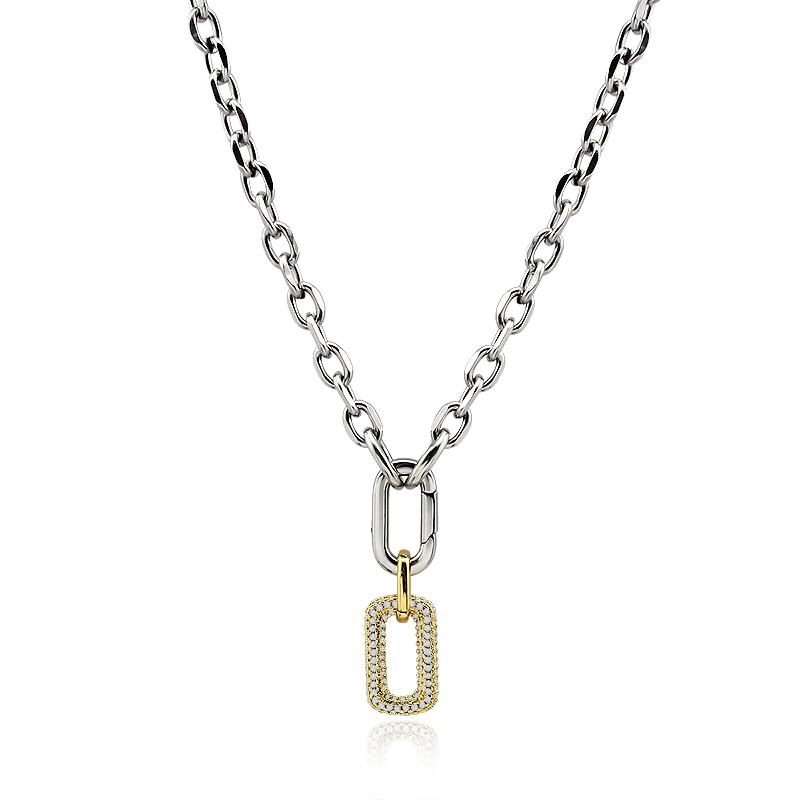 Fashion Luxury Silver Plated Chain Gold Silver Clasp Diamond Pendant Paper Clip Necklace with Zirconia Women Jewelry
Fashion Luxury Silver Plated Chain Gold Silver Clasp Diamond Pendant Paper Clip Necklace with Zirconia Women Jewelry