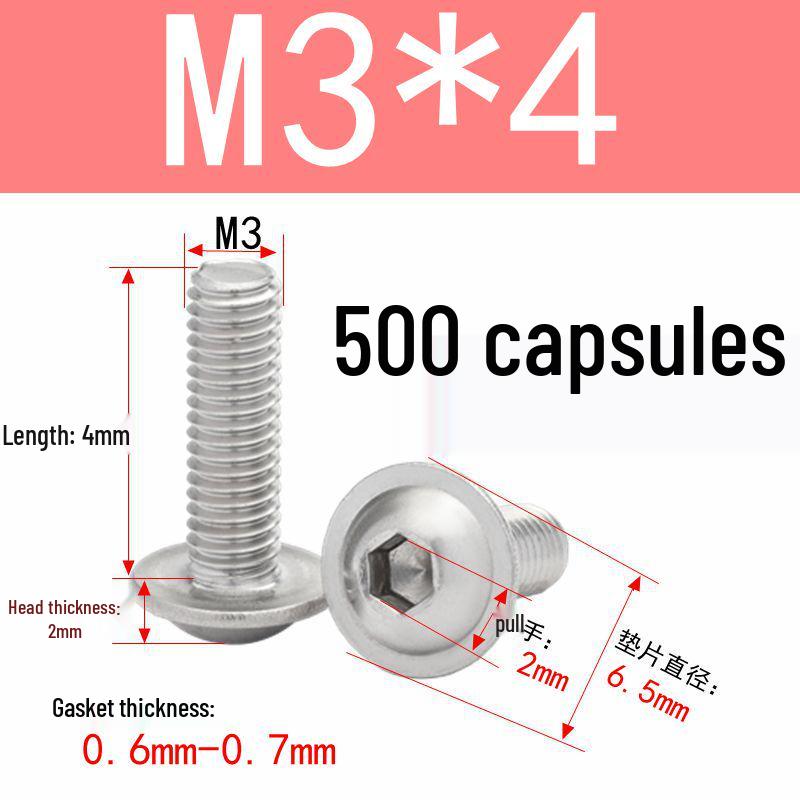 Stainless Steel Hex Socket Flange Bolts with Washer - Round Head, Various Sizes (M3-M10)
Stainless Steel Hex Socket Flange Bolts with Washer - Round Head, Various Sizes (M3-M10)