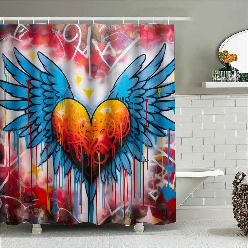 Graffiti Heart With Wings Shower Curtain For Bathroom Decoration W60H190(CM)-1 Pcs
Graffiti Heart With Wings Shower Curtain For Bathroom Decoration W60H190(CM)-1 Pcs