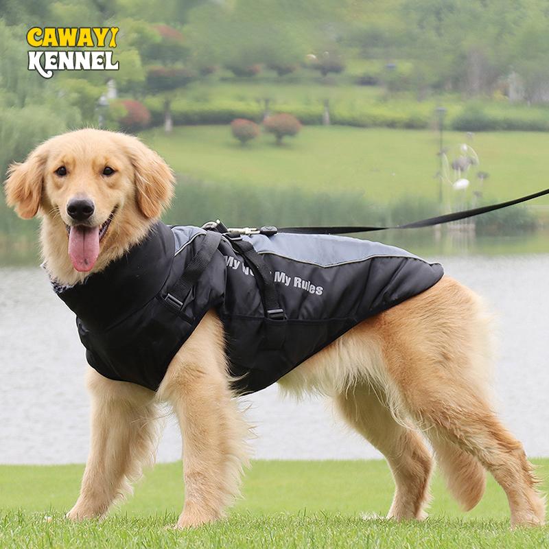 Зимняя одежда для собак Cawayi Kennel, водонепроницаемая теплая одежда для собак, куртка, пальто для средних и больших собак, светоотражающая уличная куртка для собак
