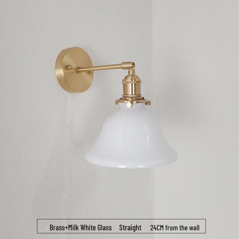 Японская латунная стеклянная телескопическая настенная прикроватная лампа с длинным плечом Without Light Source