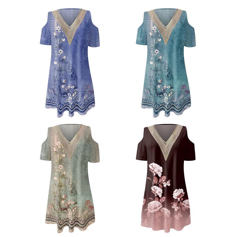 Women V-Neck Off-the-Shoulder Dress Summer Lace Collar Floral Print Casual Dress L
Women V-Neck Off-the-Shoulder Dress Summer Lace Collar Floral Print Casual Dress L