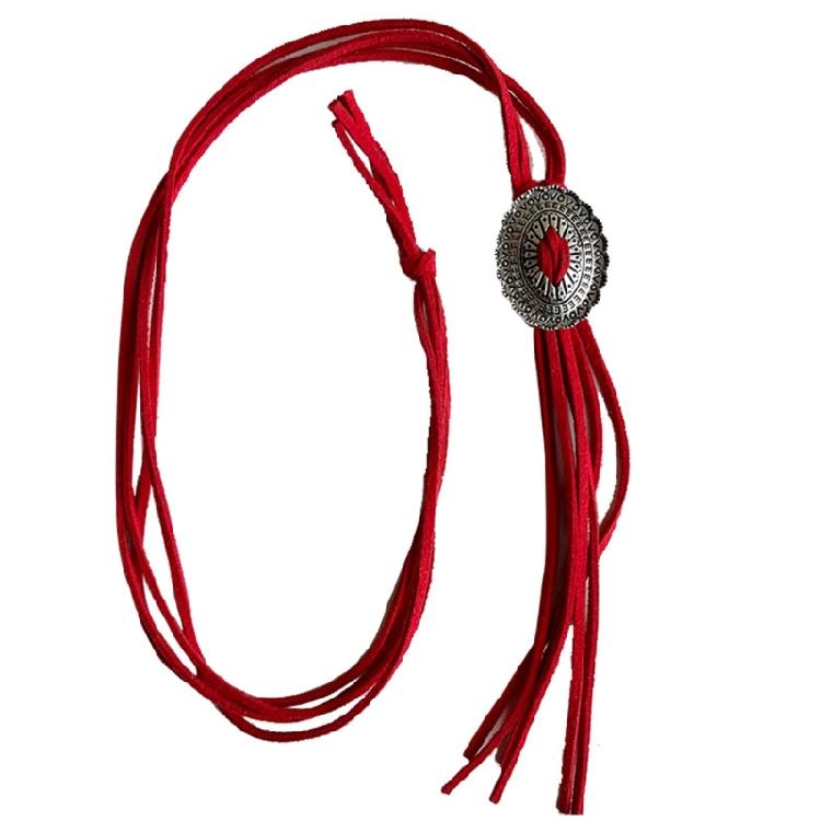 Stylish Tassels Cord Adjustable Necktie Bolo Tie with Hollowed Metal Flower Pendant for Men and Women Western Necklace червоний
Stylish Tassels Cord Adjustable Necktie Bolo Tie with Hollowed Metal Flower Pendant for Men and Women Western Necklace червоний