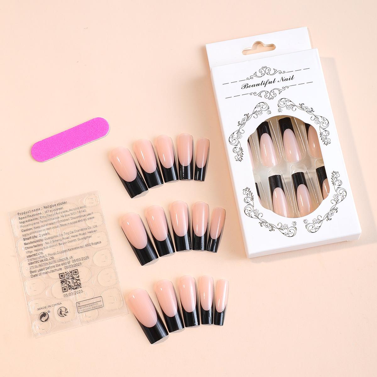 Long Wearable Black French Pipe Nails - Removable Manicure Nail Tips, 24 Pieces
Long Wearable Black French Pipe Nails - Removable Manicure Nail Tips, 24 Pieces
