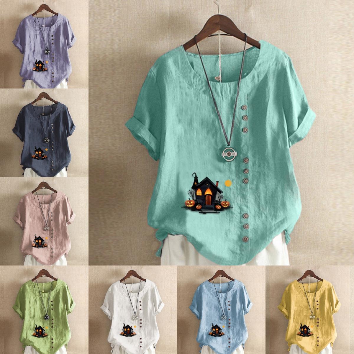 Жіноча модна футболка з привидами з круглим вирізом і короткими рукавами, повсякденна бавовняна лляна сорочка з графічним малюнком Відпочинок Вільна літня блузка Топи 5XL зелений
Жіноча модна футболка з привидами з круглим вирізом і короткими рукавами, повсякденна бавовняна лляна сорочка з графічним малюнком Відпочинок Вільна літня блузка Топи 5XL зелений