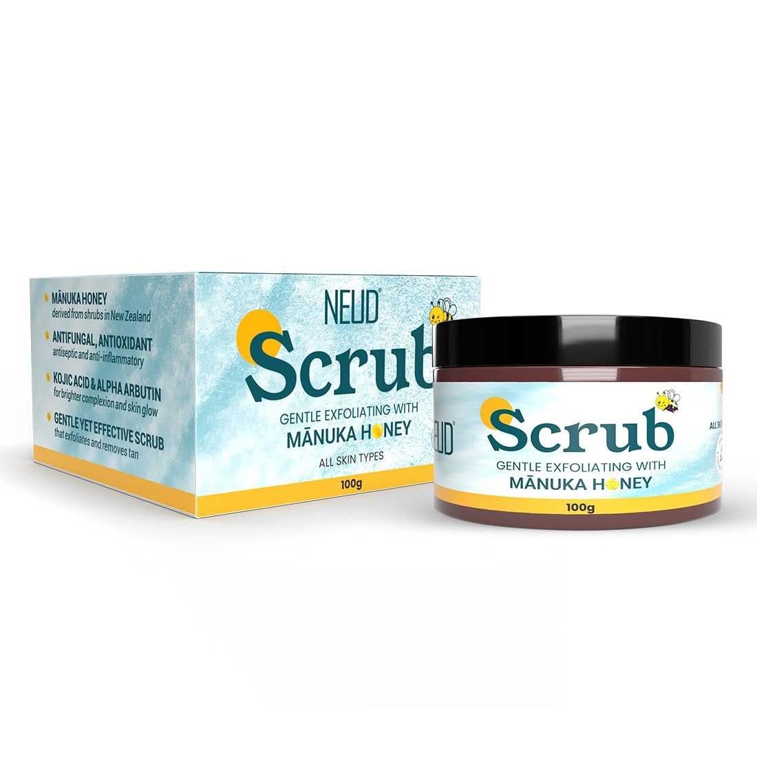 NEUD Exfoliating Body Scrub for Women Tan Removal with Manuka Honey, Removes Dirt and Dead Skin Cells from Neck, Knees, Arms and Elbows, Instant
NEUD Exfoliating Body Scrub for Women Tan Removal with Manuka Honey, Removes Dirt and Dead Skin Cells from Neck, Knees, Arms and Elbows, Instant