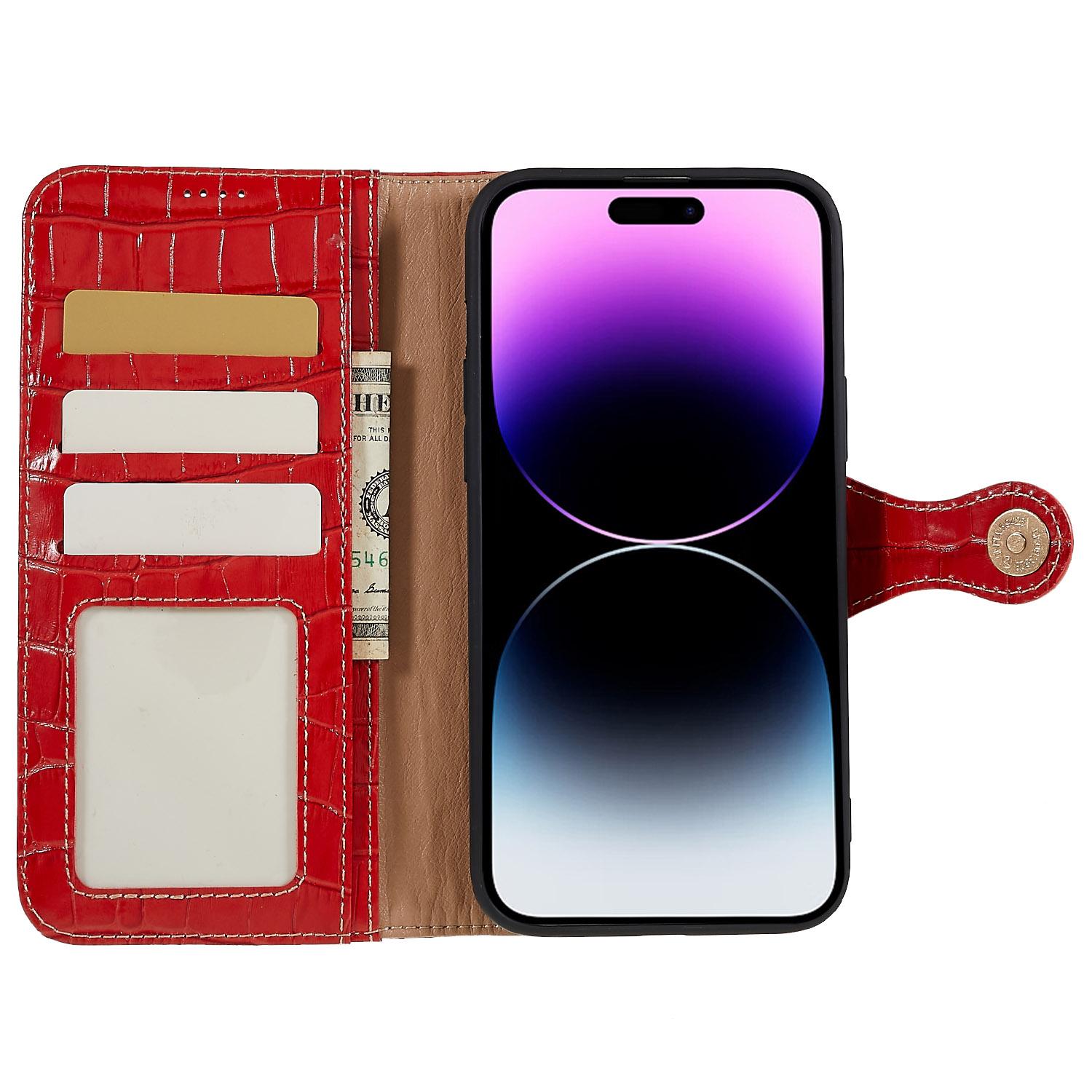 For iPhone 14 Pro Genuine Cowhide Leather Phone Case Card Holder Crocodile Texture Stand Flip Wallet Cover Protective Phone Shell Red
For iPhone 14 Pro Genuine Cowhide Leather Phone Case Card Holder Crocodile Texture Stand Flip Wallet Cover Protective Phone Shell Red
