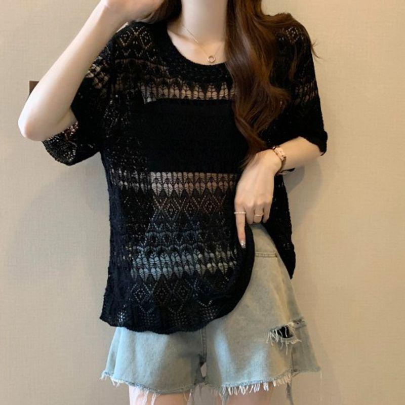 Plus Size Women s Clothing Chubby Girl European Summer New round Neck White Hollow-out Knitwear Ice Silk Short Sleeve T-shirt Sun Protection Clothing Black 3XL(82.50 kg-100.00 kg)
Plus Size Women s Clothing Chubby Girl European Summer New round Neck White Hollow-out Knitwear Ice Silk Short Sleeve T-shirt Sun Protection Clothing Black 3XL(82.50 kg-100.00 kg)