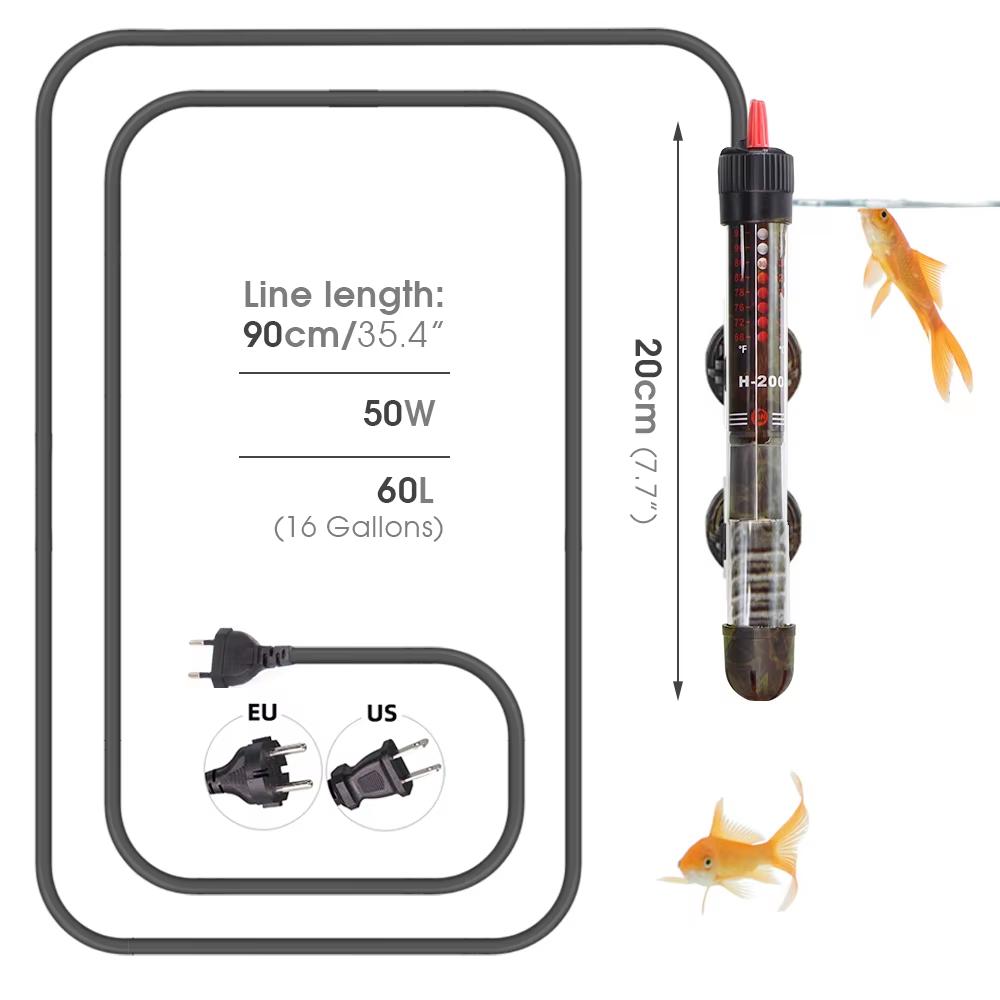 Rotary Adjustable Aquarium Heater 25/50/100/200/300W Submersible Fish Tank Temperature Thermostat Suction Cups Water Heating US (110V)
Rotary Adjustable Aquarium Heater 25/50/100/200/300W Submersible Fish Tank Temperature Thermostat Suction Cups Water Heating US (110V)