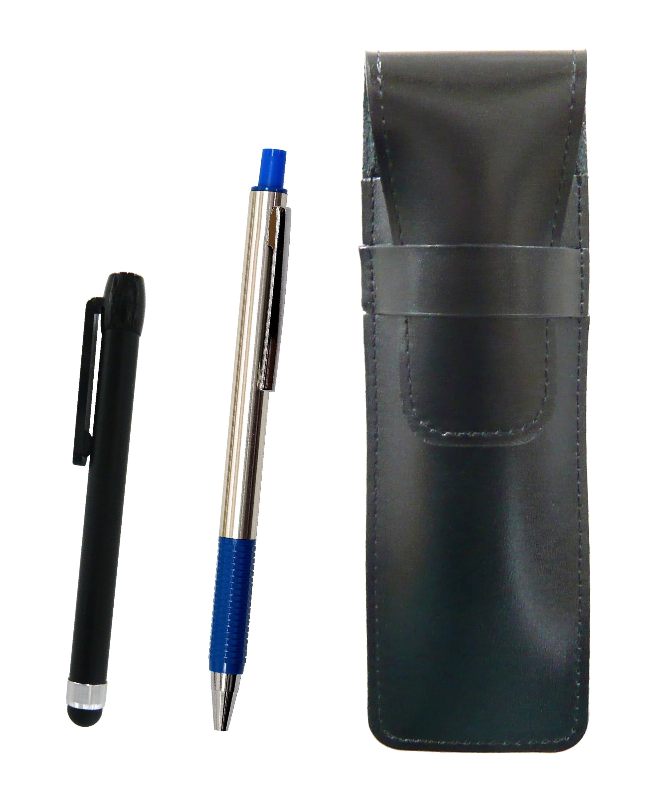 Slim Cowhide Pencil Case Black Metal Touch Bar Black and FB325 Aluminum Straight Knock Ballpoint Pen Set Blue ASB-ALB-FB325-L
Slim Cowhide Pencil Case Black Metal Touch Bar Black and FB325 Aluminum Straight Knock Ballpoint Pen Set Blue ASB-ALB-FB325-L