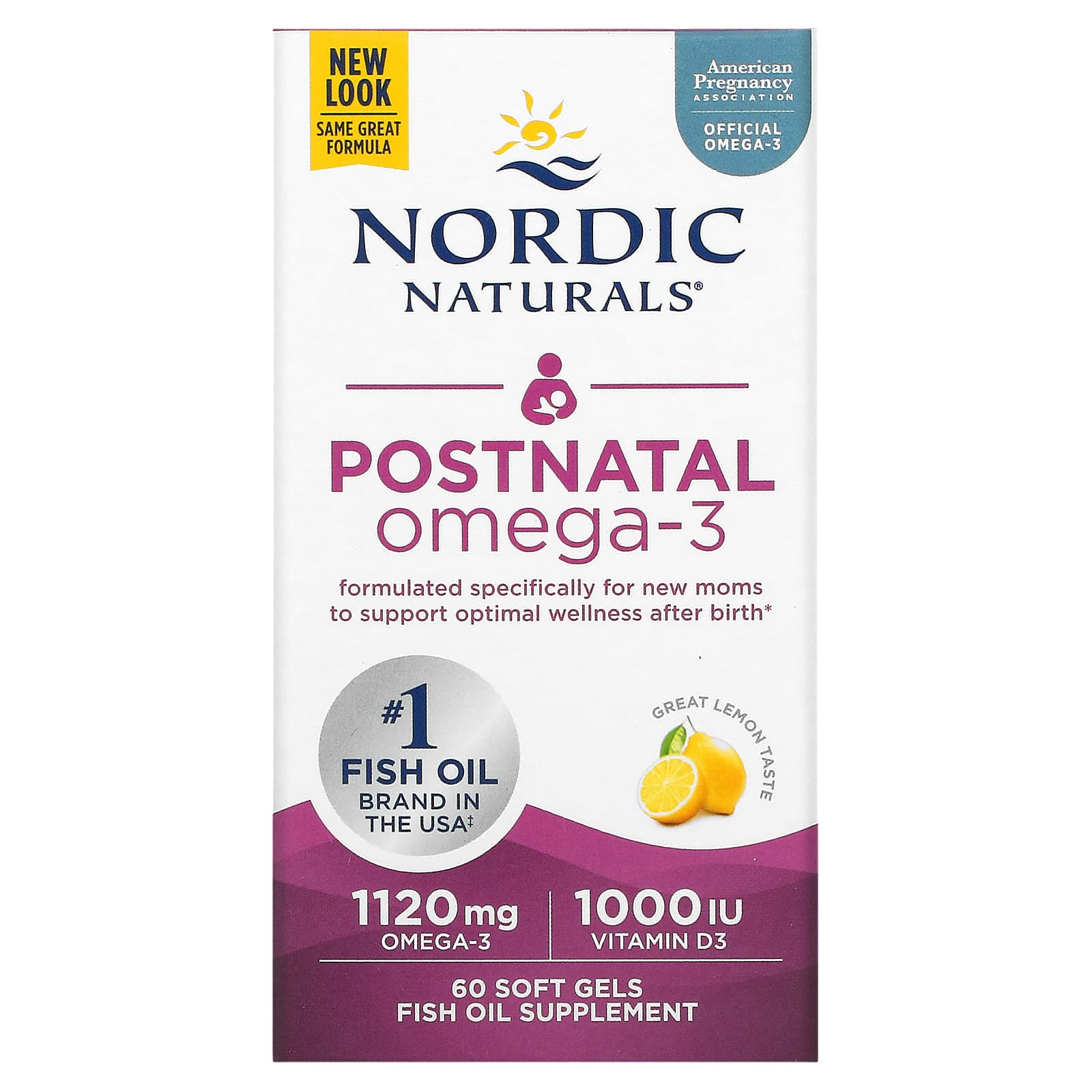 Nordic Naturals, Омега-3 після пологів, лимон, 1120 мг, 60 капсул (560 мг на капсулу)
Nordic Naturals, Омега-3 після пологів, лимон, 1120 мг, 60 капсул (560 мг на капсулу)