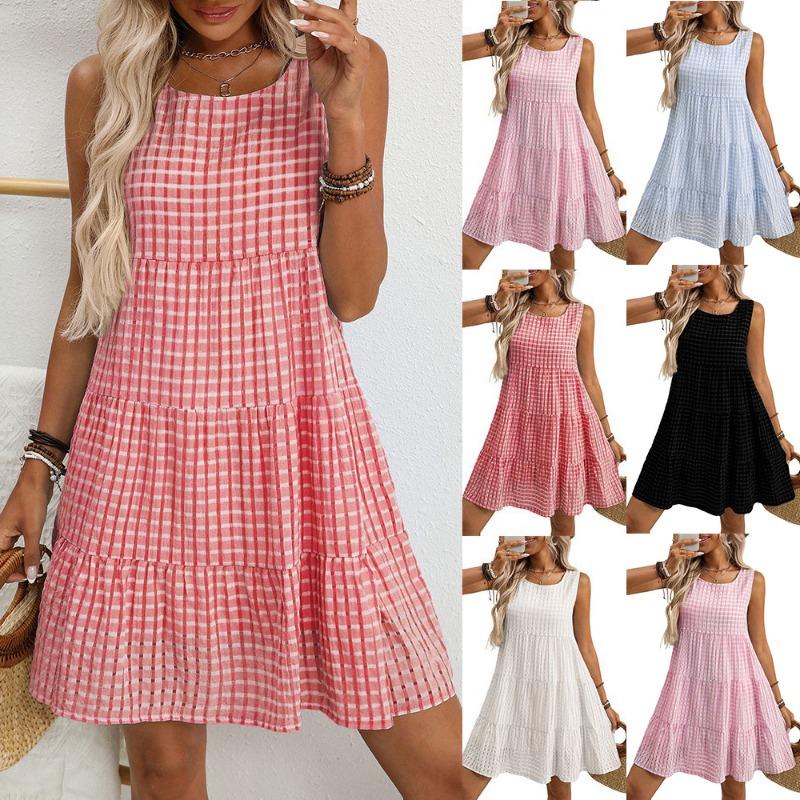 Summer new style women s loose casual elegant sleeveless plaid dress S світло-синій колір
Summer new style women s loose casual elegant sleeveless plaid dress S світло-синій колір