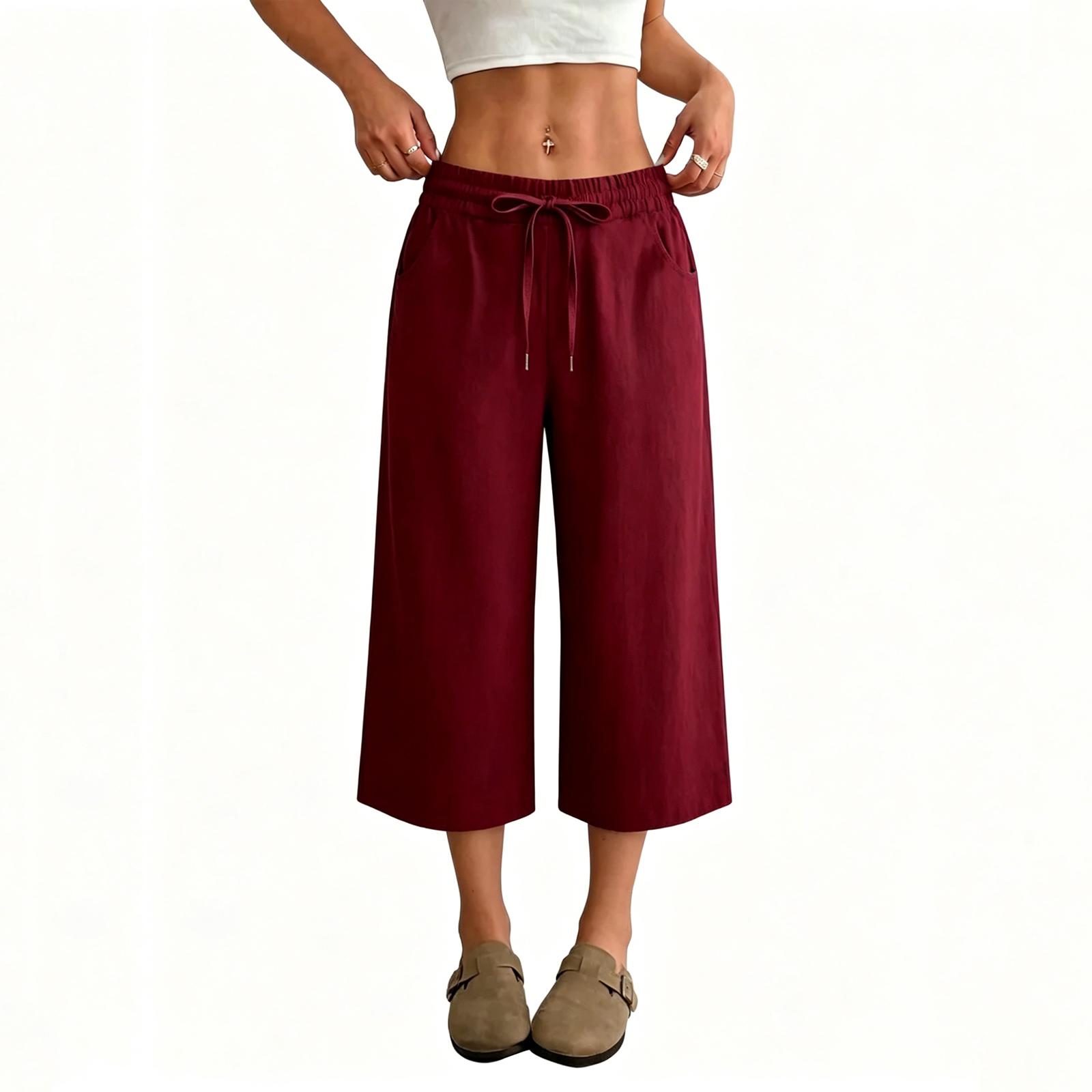 Women’s Loose Fit Wide Leg Cropped Pants with Drawstring Waist Casual Lightweight Straight Leg Trousers for Daily Wear XL винний
Women’s Loose Fit Wide Leg Cropped Pants with Drawstring Waist Casual Lightweight Straight Leg Trousers for Daily Wear XL винний