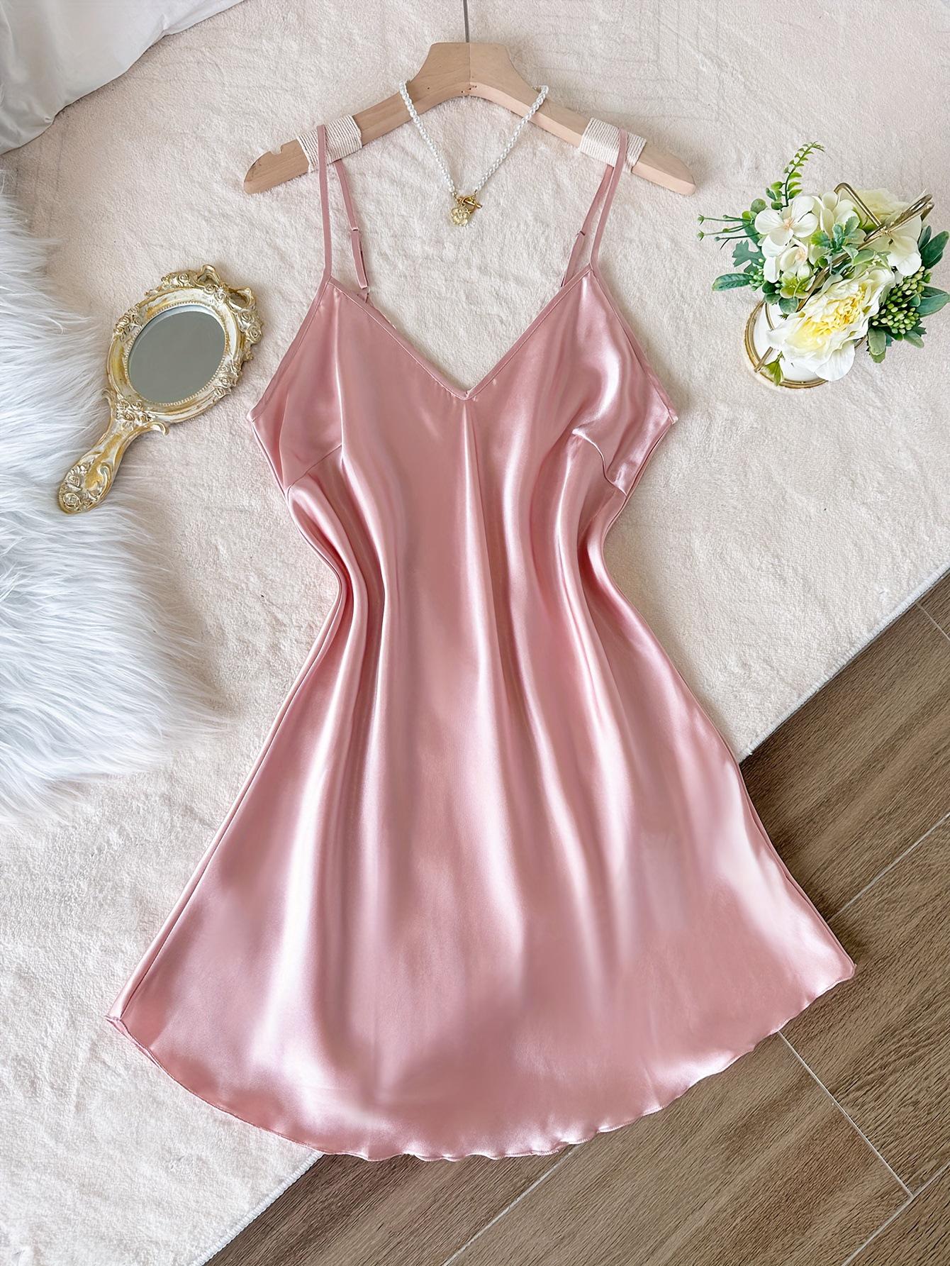 Весенне-летняя кружевная майка из ледяного шелка, розовая ночная сорочка - сексуальная женская пижама во французском стиле L розовый