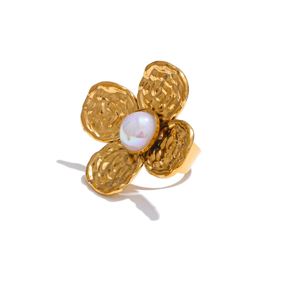 Yhpup Stainless Steel Metal Flower Imitation Pearls Open Golden Ring 18K PVD Plated Fashion Trendy Jewelry Wholesale resizable
Yhpup Stainless Steel Metal Flower Imitation Pearls Open Golden Ring 18K PVD Plated Fashion Trendy Jewelry Wholesale resizable