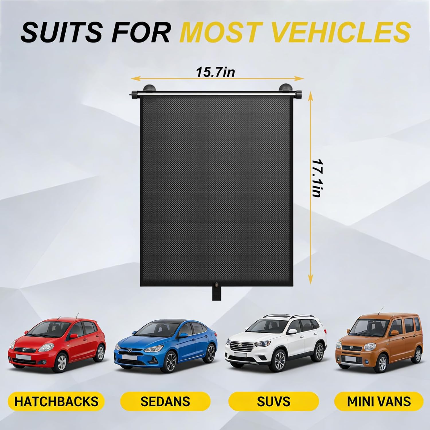 2 Pack Retractable Car Shades for Side Windows - Window Sun Shade for Car with Strong Suction Cups | Roller Shades UV Heat Block Sun Shade for Cars S:15.7 x17.1
2 Pack Retractable Car Shades for Side Windows - Window Sun Shade for Car with Strong Suction Cups | Roller Shades UV Heat Block Sun Shade for Cars S:15.7 x17.1