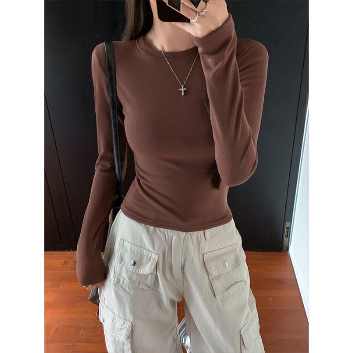 Women s White Fleece-Lined Straight Shoulder Long Sleeve Spicy Slimming T-Shirt for All Seasons Large кофейный
Women s White Fleece-Lined Straight Shoulder Long Sleeve Spicy Slimming T-Shirt for All Seasons Large кофейный