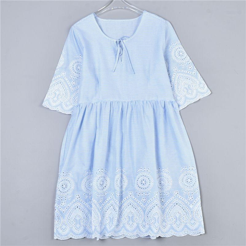 223 Quality Embroider Cotton Stripes Dress 78418 Loose Slim Looking High Waist Chubby Girl Summer Half Sleeve Mid-Length Skirt 1 Light orchid S
223 Quality Embroider Cotton Stripes Dress 78418 Loose Slim Looking High Waist Chubby Girl Summer Half Sleeve Mid-Length Skirt 1 Light orchid S