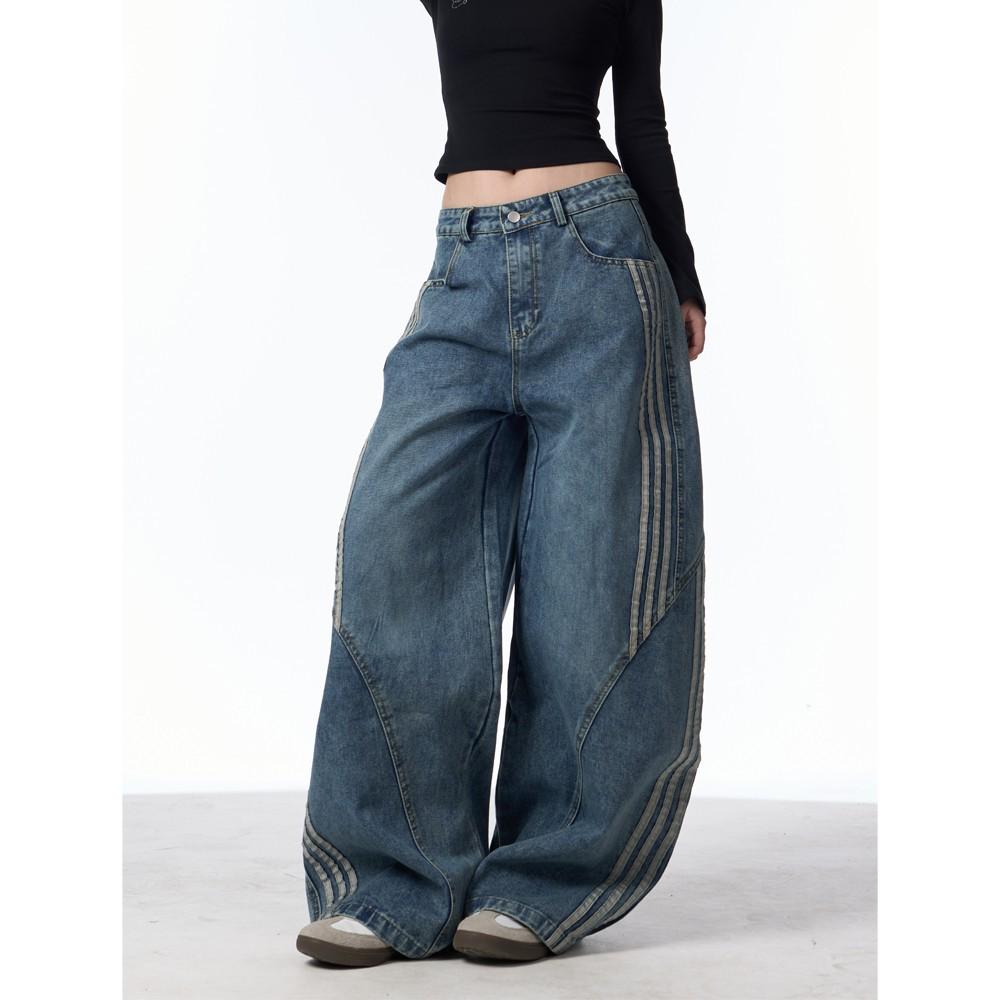 Unisex Retro Washed Scimitar Jeans: Versatile Three-Stripe Wide-Leg Patchwork Pants for Spring S синий
Unisex Retro Washed Scimitar Jeans: Versatile Three-Stripe Wide-Leg Patchwork Pants for Spring S синий
