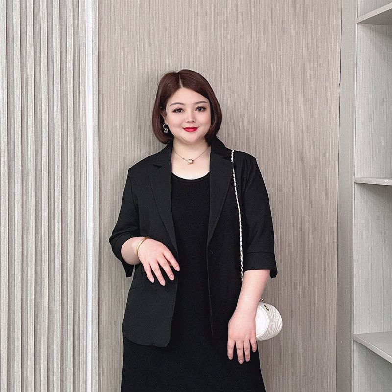 Summer Thin 3/4 Sleeve Suit Outwear Women s New Arrival Plus Size Women s Clothing Plus Size Ladies Loose Slim Looking Shoulder Casual Tops Black XL Recommended 60-70kg
Summer Thin 3/4 Sleeve Suit Outwear Women s New Arrival Plus Size Women s Clothing Plus Size Ladies Loose Slim Looking Shoulder Casual Tops Black XL Recommended 60-70kg