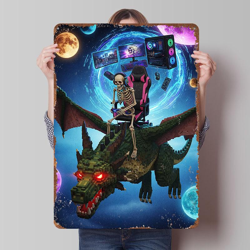 Skeleton Gamer Riding Pixelated Dragon Printed Poster Customized Wall Art Retro Vintage Metal Tin Signs for Room Decoration Home 7.9x11.8In(20x30cm)
Skeleton Gamer Riding Pixelated Dragon Printed Poster Customized Wall Art Retro Vintage Metal Tin Signs for Room Decoration Home 7.9x11.8In(20x30cm)