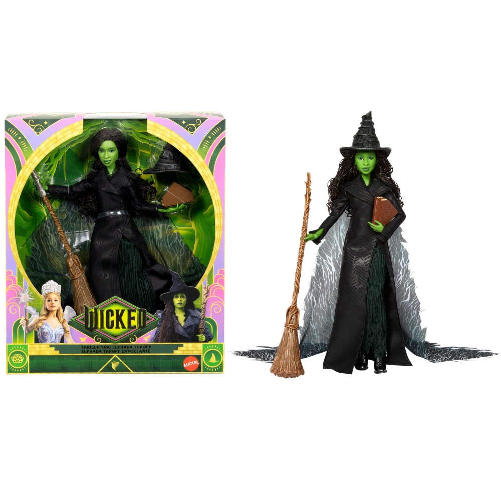 Mattel Universal Pictures Wick: A lovely deluxe Elphaba fashion doll inspired by the movie, with removable outfit and 4 accessories.
Mattel Universal Pictures Wick: A lovely deluxe Elphaba fashion doll inspired by the movie, with removable outfit and 4 accessories.