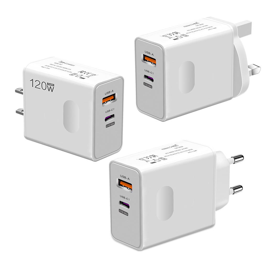 120W Super Fast Mobile Charger: PD+USB, EU/US/UK Plug Universal Adapter US White (Flat Pin)
120W Super Fast Mobile Charger: PD+USB, EU/US/UK Plug Universal Adapter US White (Flat Pin)