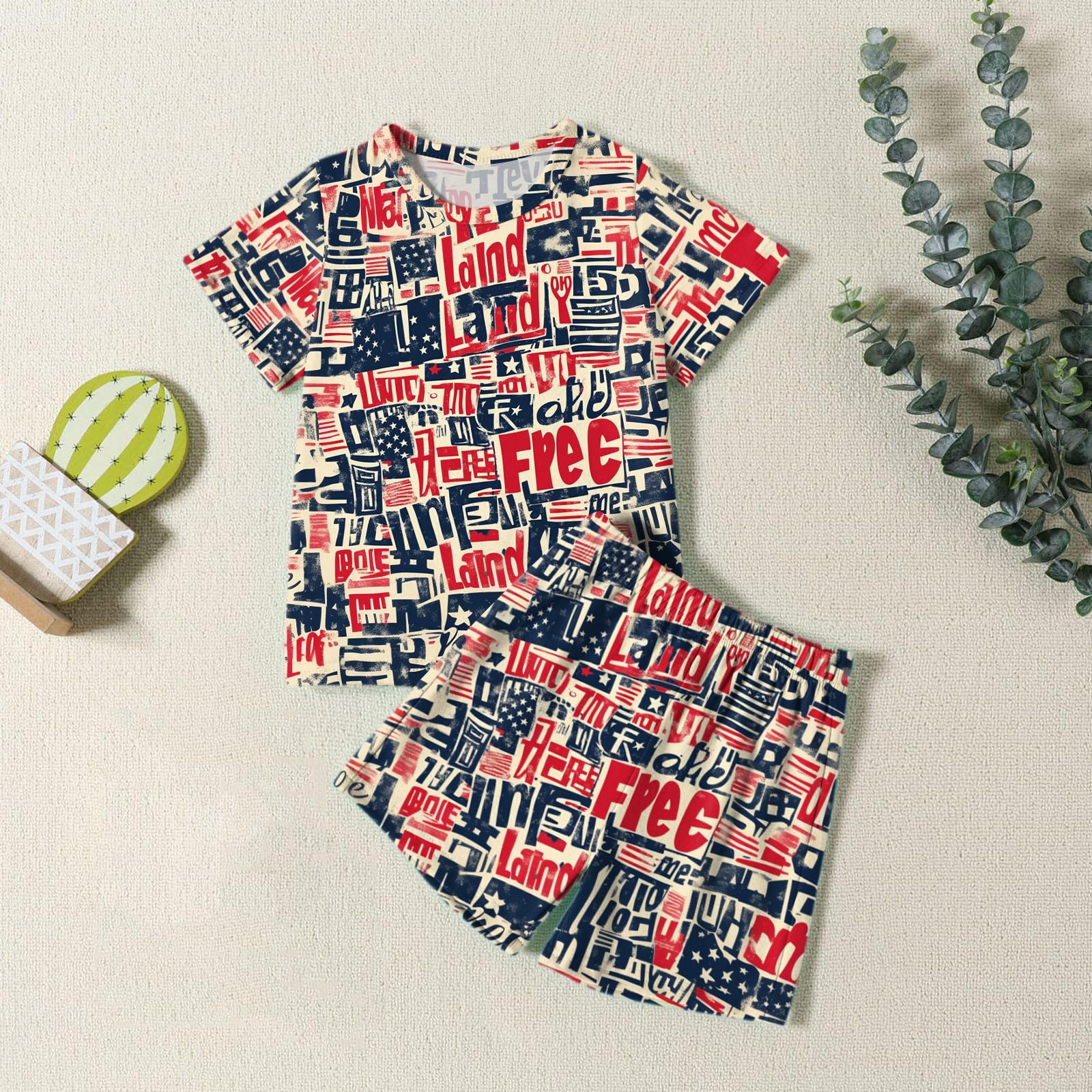 Хлопчики дівчата мода повсякденний круглий виріз короткий рукав футболка шорти набір День незалежності 110
Хлопчики дівчата мода повсякденний круглий виріз короткий рукав футболка шорти набір День незалежності 110