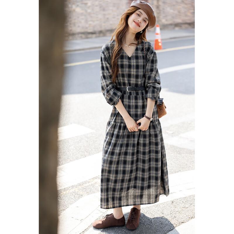 ITISF4 Retro Plaid Long-Sleeved Dress S
ITISF4 Retro Plaid Long-Sleeved Dress S