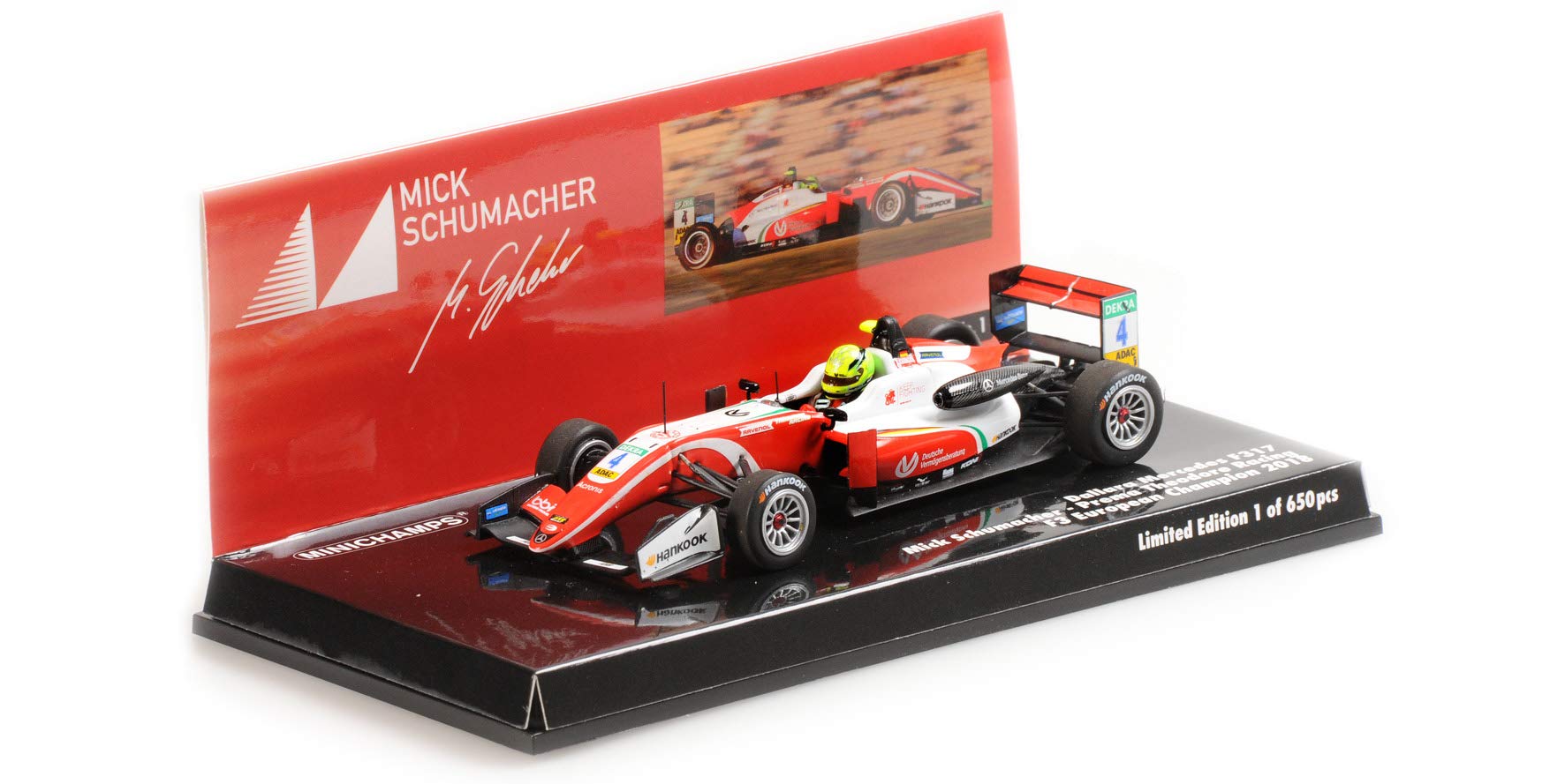 Смола Minichamps масштабная модель Prema Theodore Racing Dallara Mercedes 2018 Чемпион Европы F3 Мик 1/43 F317, #4 Шумахер.
Смола Minichamps масштабная модель Prema Theodore Racing Dallara Mercedes 2018 Чемпион Европы F3 Мик 1/43 F317, #4 Шумахер.