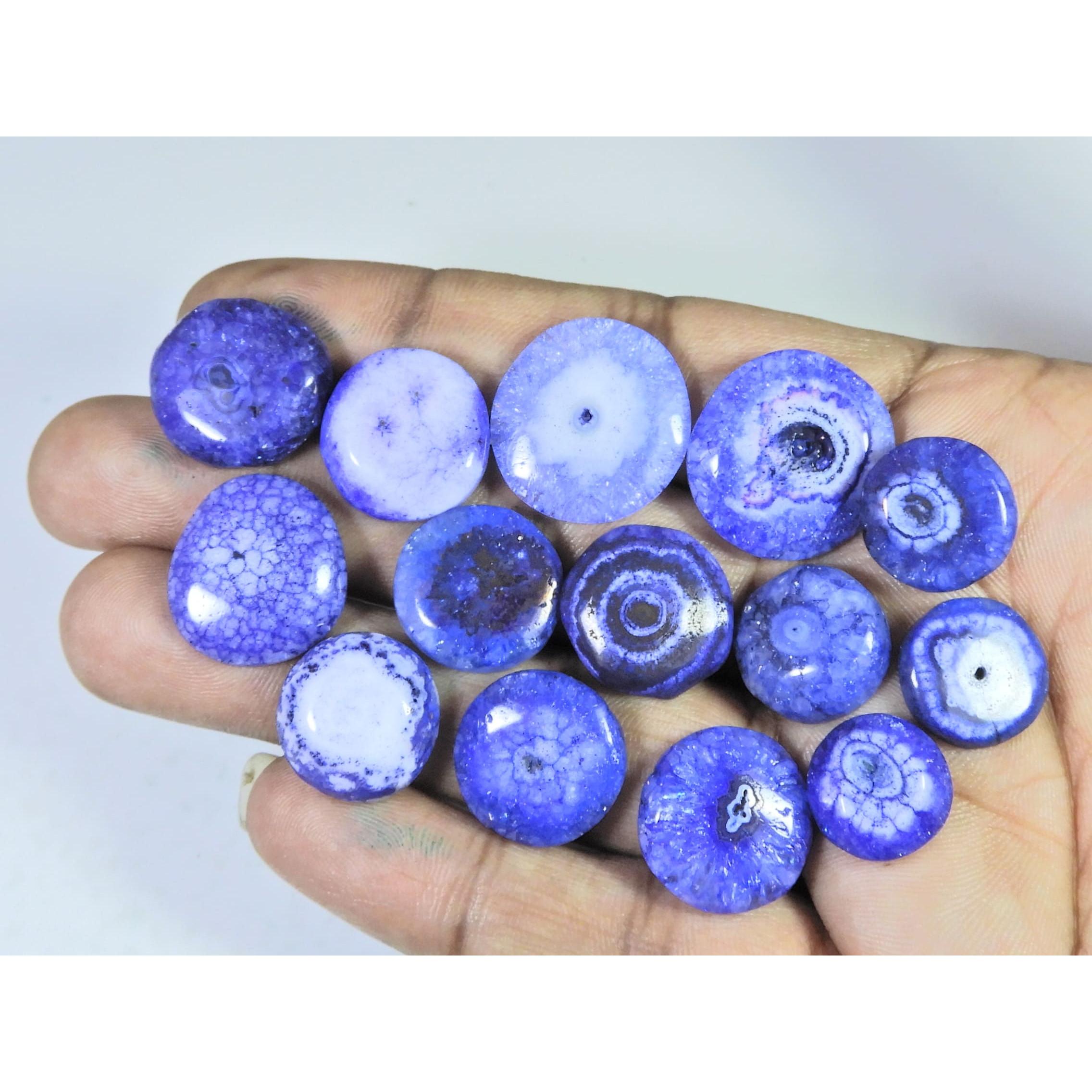 175Cts.Color Enhanced Blue Solar Cab Agate Round Loose Gemstone 14Pcs Lot C-2142
175Cts.Color Enhanced Blue Solar Cab Agate Round Loose Gemstone 14Pcs Lot C-2142