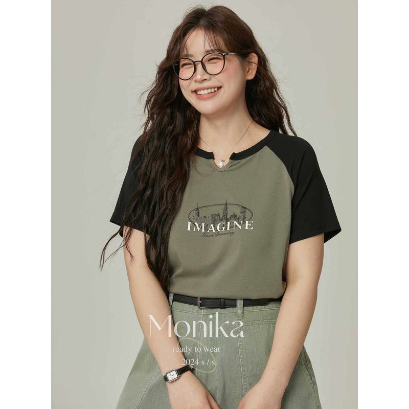 Raglan Plus Size Ladies Silm Slim Looking Contrast Color round Neck Short Sleeve Green XL
Raglan Plus Size Ladies Silm Slim Looking Contrast Color round Neck Short Sleeve Green XL