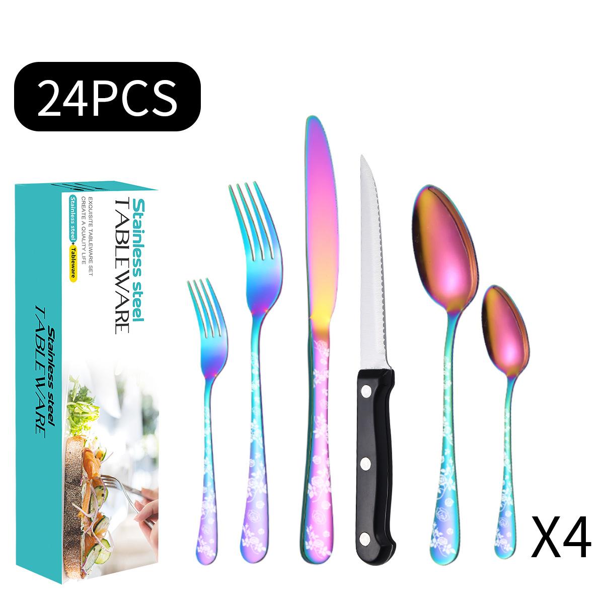 Новый образец посуды из нержавеющей стали, костюм для западной еды/стейка, нож, вилка и ложка, костюм из 24 предметов
Новый образец посуды из нержавеющей стали, костюм для западной еды/стейка, нож, вилка и ложка, костюм из 24 предметов