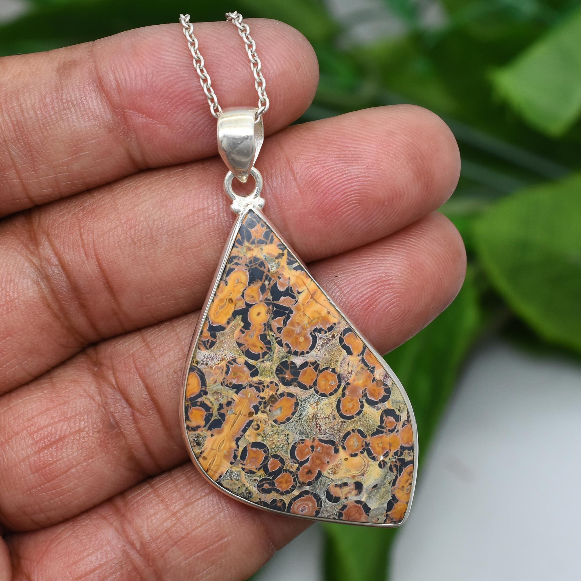 Natural Leopard Skin Jasper Pendant, 925 Sterling Silver Necklace, Handmade Pendant Necklace, Leopard Skin Jasper, gemstone Necklace 2.26 Inches Length коричневий
Natural Leopard Skin Jasper Pendant, 925 Sterling Silver Necklace, Handmade Pendant Necklace, Leopard Skin Jasper, gemstone Necklace 2.26 Inches Length коричневий