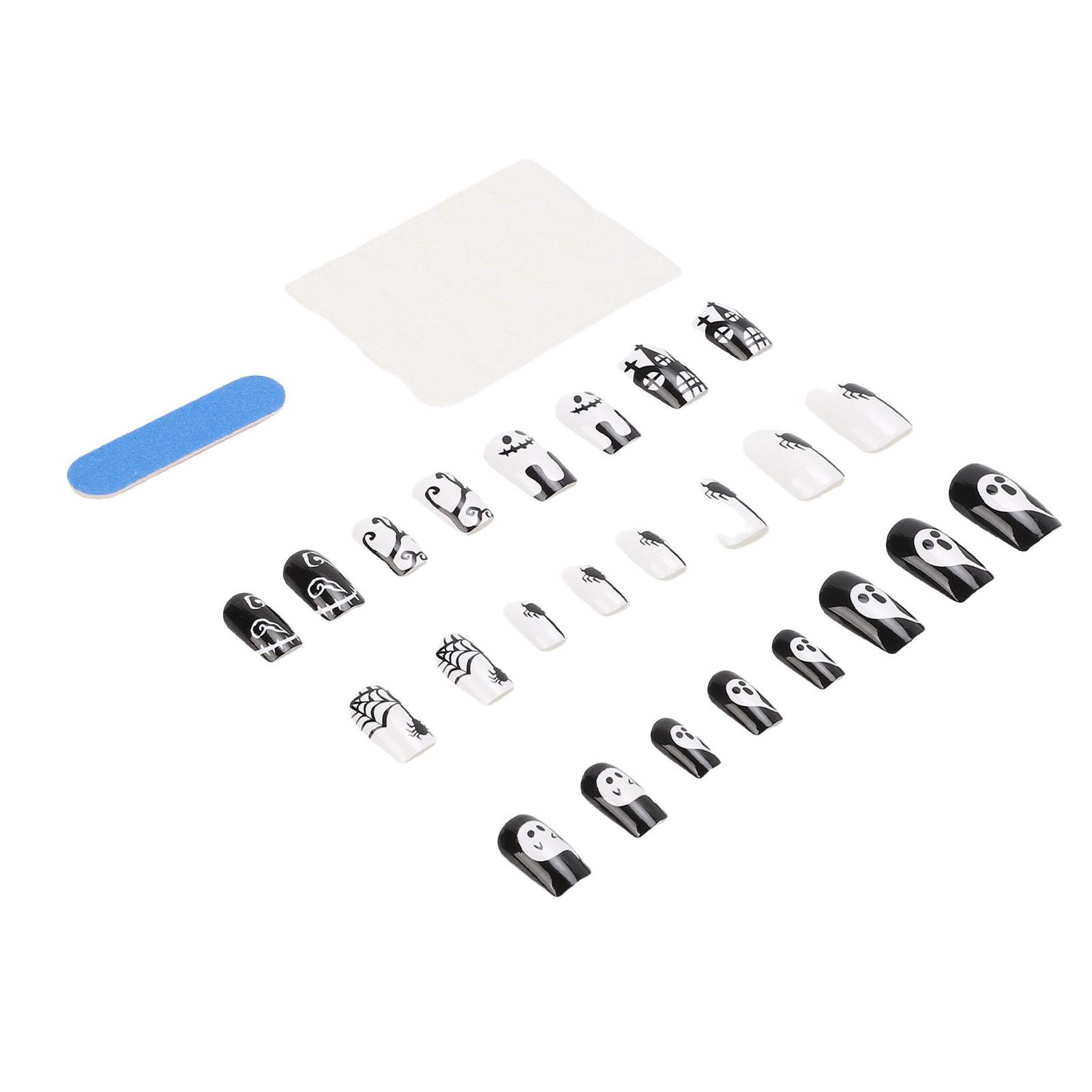 24 Pieces Press On Nails with Sticker Black Scary Detachable Short False Nail Set for Holiday
24 Pieces Press On Nails with Sticker Black Scary Detachable Short False Nail Set for Holiday