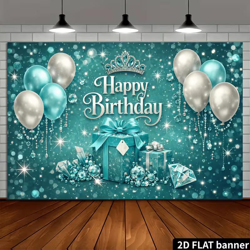 2D Sparkly Teal Happy Birthday Photo Backdrop with Glitter & Crown 47.2x31.5inch/120*80cm
2D Sparkly Teal Happy Birthday Photo Backdrop with Glitter & Crown 47.2x31.5inch/120*80cm