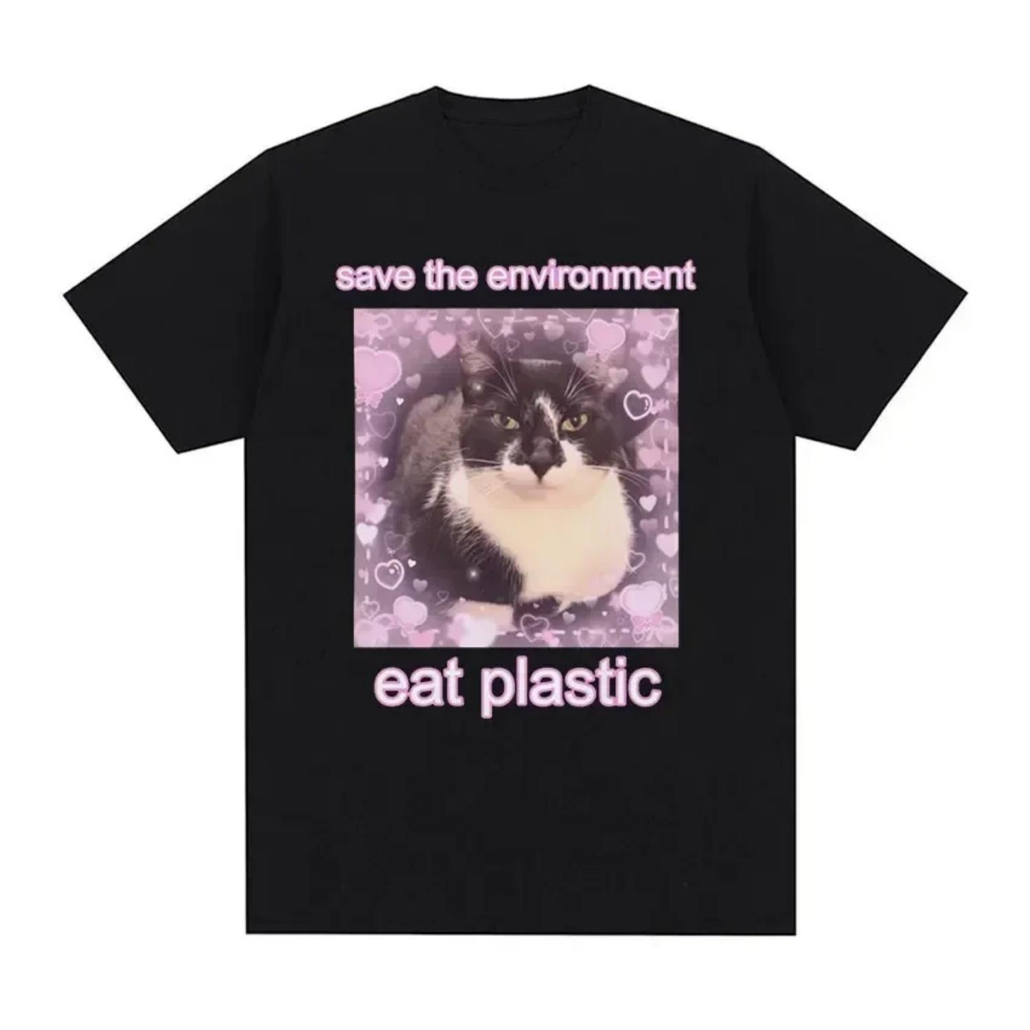 Save The Environment Eat Plastic Cute Cat Graphic T Shirt Funny Women O-Neck Clothing Tops Summer Casual Soft T-shirts S чёрный
Save The Environment Eat Plastic Cute Cat Graphic T Shirt Funny Women O-Neck Clothing Tops Summer Casual Soft T-shirts S чёрный