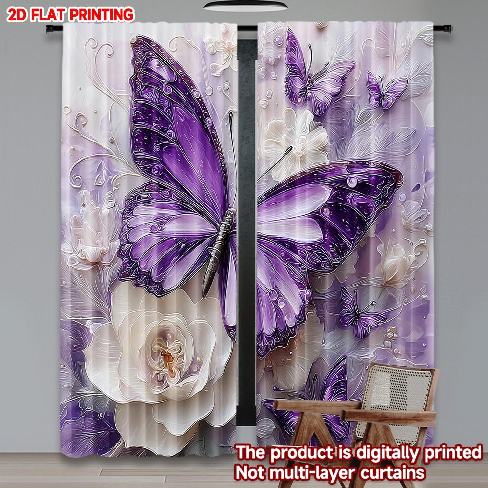 2D flat printing 2pcs Happy Valentine s Day Drapes Lovely white rose purple butterfly Digital Printed Polyester Drapes Festive 100*130 Grommet Top 1pcs
2D flat printing 2pcs Happy Valentine s Day Drapes Lovely white rose purple butterfly Digital Printed Polyester Drapes Festive 100*130 Grommet Top 1pcs