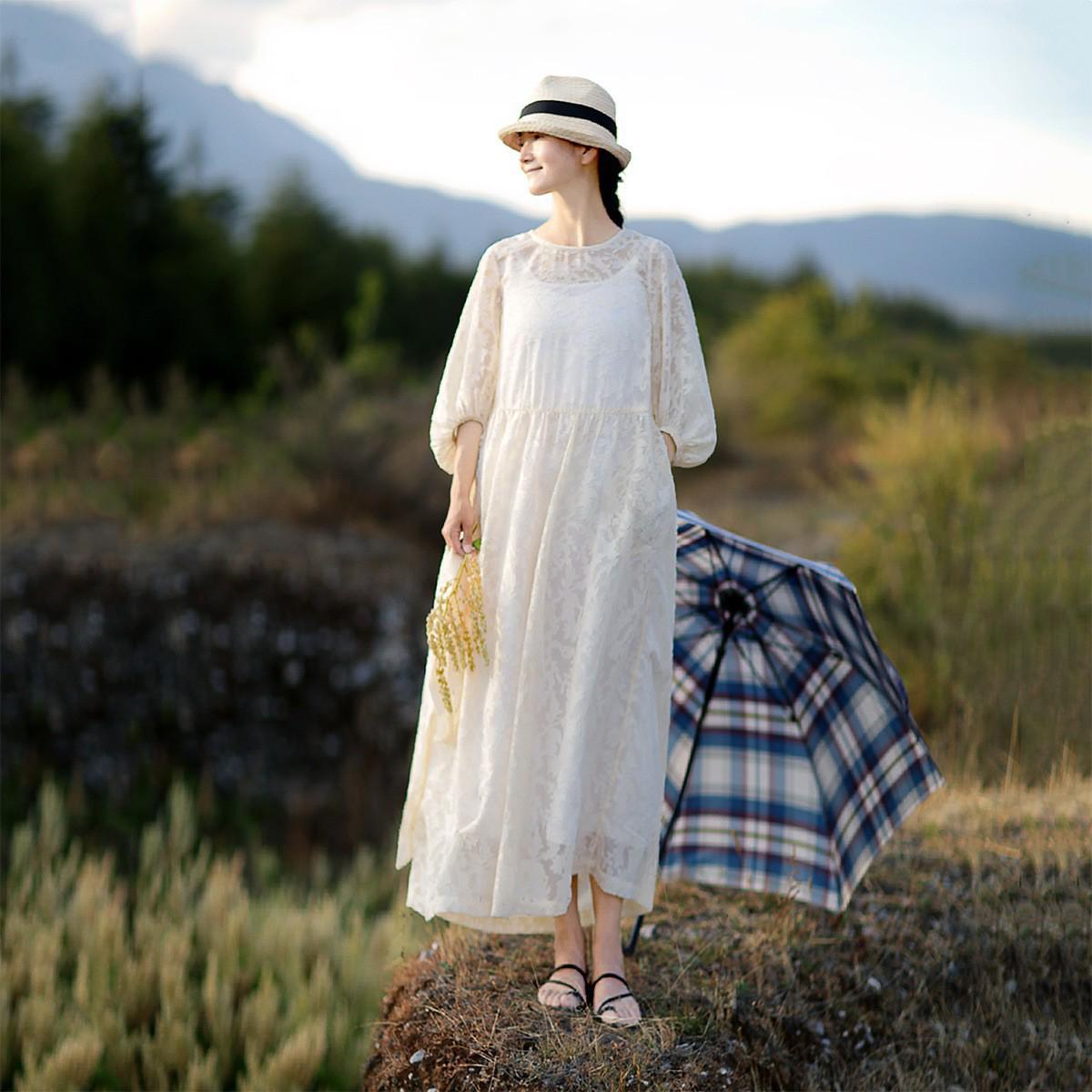 Retro Forest Style White Round-Neck Dress with Lantern Sleeves and Slimming Long Skirt for Women M
Retro Forest Style White Round-Neck Dress with Lantern Sleeves and Slimming Long Skirt for Women M