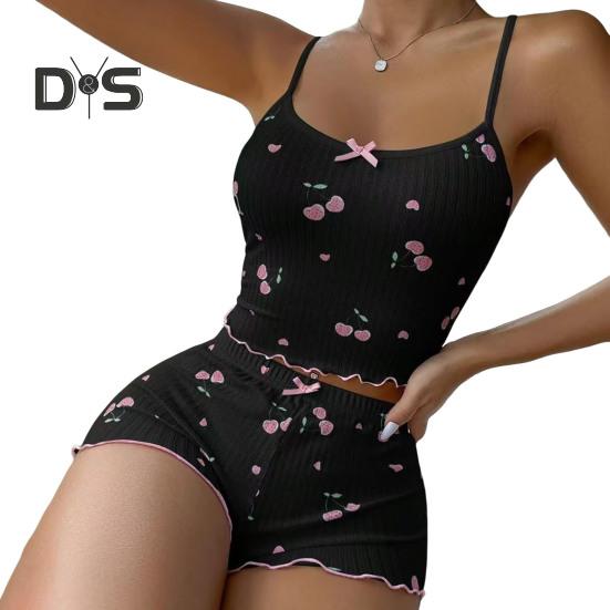 2 шт./комплект женский жилет шорты костюм бант вишневый принт U-образный вырез без рукавов топ с высокой талией короткие брюки домашняя одежда одежда для отдыха летняя одежда для сна M чёрный
2 шт./комплект женский жилет шорты костюм бант вишневый принт U-образный вырез без рукавов топ с высокой талией короткие брюки домашняя одежда одежда для отдыха летняя одежда для сна M чёрный