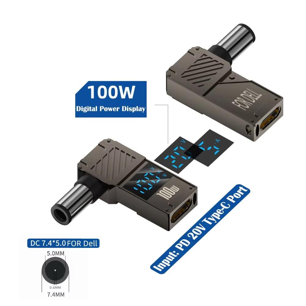 For Dell Laptop PD 100W Charging Adapter Type-C to DC 7.4x5.0mm Digital Display Zinc Alloy Converter As Shown A
For Dell Laptop PD 100W Charging Adapter Type-C to DC 7.4x5.0mm Digital Display Zinc Alloy Converter As Shown A