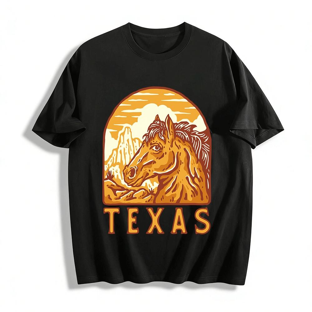 Texas Western Horse Print Vintage Casual Short Sleeve T-Shirt Pure cotton T-shirt XXS
Texas Western Horse Print Vintage Casual Short Sleeve T-Shirt Pure cotton T-shirt XXS