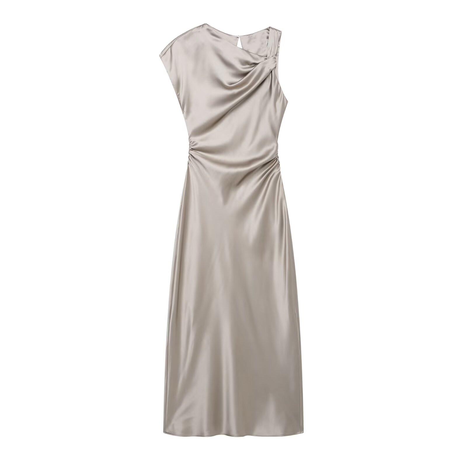 Spring 2025 Women s Stretch Slim Fit Silk Satin Dress with Asymmetrical Pleats Medium хакі
Spring 2025 Women s Stretch Slim Fit Silk Satin Dress with Asymmetrical Pleats Medium хакі