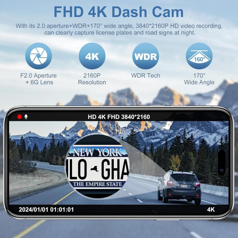 4K 2-Channel Dash Cam with WiFi APP - Ultra HD Car Video Recorder, Wide-Angle, Night Vision, Loop Recording & Parking 32G чёрный
4K 2-Channel Dash Cam with WiFi APP - Ultra HD Car Video Recorder, Wide-Angle, Night Vision, Loop Recording & Parking 32G чёрный
