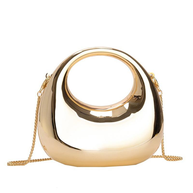 Женская цепочная сумка кроссбоди, маленькая сумочка, акриловый металлический блеск, полумесяц, для вечеринок, банкетов, женская сумка, роскошная сумочка золотой